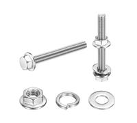 sourcing map M5 x 40mm Phillips Flanged Hex Head Bolts, 20Pcs 304 Stainless Steel Flange Hexagon Screws with Nuts, Flat & Lock Washers, Fully Threaded, for Machinery Industry Home, Silver