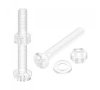 sourcing map M5 x 40mm Plastic Phillips Machine Screws with Nuts and Flat Washers, PC Flat Head Machine Bolts Transparent 20 Sets