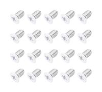 sourcing map M5 x 6mm Flat Countersunk Head Machine Screws 304 Stainless Steel Full Thread Phillips Drive Cross Screw for Furniture Connection Electrical Appliances (White, Pack of 20)
