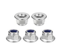 sourcing map M5x0.8mm Flange Nylon Insert Lock Nuts, 30Pcs 304 Stainless Steel Hex Lock Nuts Self Locking Nuts for Industrial Construction Fasteners, Silver