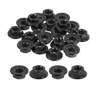 sourcing map M5x0.8mm Serrated Flange Hex Lock Nuts, 20Pcs 304 Stainless Steel Non-Slip Metric Hexagon Flange Nut, Full Thread, Bright Finish, Black