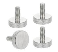 sourcing map M5x10mm Knurled Thumb Screws, 304 Stainless Steel Flat Head Thumb Screws Metric Diamond Knurled Head Bolts Grip Knobs Hand Tighten Thread Fasteners, 16mm Dia. 4 Pcs