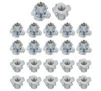 sourcing map M5x10mm T-Nuts 4 Pronged Tee Nut 0.57" x 0.39" Fully Thread Carbon Steel Inserts for Wood, Rock Climbing Holds, Cabinetry, Furniture 50pcs