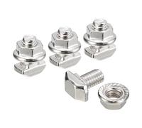 sourcing map M5x10mm T Slot Drop-in Bolt and M5 Hexagon Flange Nut Set, 10 Sets Hammer Head T-Bolt T Shape Stud Sliding Screw for 20 Series Aluminum Profile
