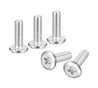 sourcing map M5x16mm Flat Round Head Phillips Head Screws, 50Pcs 304 Stainless Steel Phillips Drive Machine Screw, Full Thread, Bright Finish, Furniture Screw Connection Bolt Screw