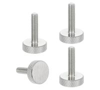 sourcing map M5x20mm Knurled Thumb Screws, 304 Stainless Steel Flat Head Thumb Screws Metric Diamond Knurled Head Bolts Grip Knobs Hand Tighten Thread Fasteners, 16mm Dia. 4 Pcs