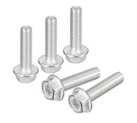 sourcing map M5x20mm Phillips Hex Head Flange Bolts, 25pcs 304 Stainless Steel Hexagon Phillips Flange Head Hex Bolts Machine Screws