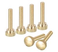 sourcing map M5x25mm Knurled Thumb Screws, 6pcs Brass Knurled Thumb Screws Bolts with Shoulder Grip Knobs Fasteners, Brass Tone