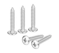 sourcing map M5x30mm Flat Head Phillips Drive Self Tapping Screws, 304 Stainless Steel Cross Drive Fastener Screws, Silver, Pack of 25