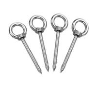 sourcing map M5x50mm Eye Hooks 2.9x1x1 Inch 304 Stainless Steel Eye Bolts Hammock Hooks for Screw Eyes Hanging Swing, Yoga Hammock Stand, Pack of 4