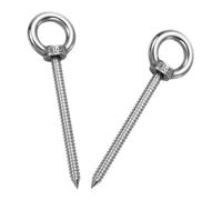 sourcing map M5x60mm Eye Hooks 3.3x1x1 Inch 304 Stainless Steel Eye Bolts Hammock Hooks for Screw Eyes Hanging Swing, Yoga Hammock Stand, Pack of 2