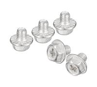 sourcing map M5x6mm Phillips Hex Head Flange Bolts, 10pcs 304 Stainless Steel Hexagon Phillips Flange Head Hex Bolts Machine Screws