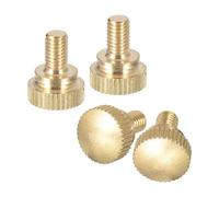 sourcing map M5x8mm Knurled Thumb Screws, 4pcs Brass Knurled Thumb Screws Bolts with Shoulder Grip Knobs Fasteners, Brass Tone