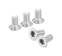 sourcing map M6-1 x 12mm Flat Head Torx Anti Theft Machine Screws, 10 Pcs 304 Stainless Steel, Torx Drive, Countersunk Head, Full Thread, Silver