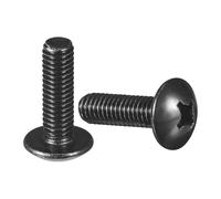 sourcing map M6-1 x 20mm Truss Head Phillips Machine Screws, Full Thread, Phillips Drive, 304 Stainless Steel 18-8, Black Oxide Finish, Quantity 15
