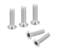 sourcing map M6-1 x 25mm Flat Head Torx Anti Theft Machine Screws, 10 Pcs 304 Stainless Steel, Torx Drive, Countersunk Head, Full Thread, Silver