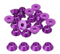 sourcing map M6 Cone Cup Washers, Anodized Aluminum Gaskets Cup Head Washer Gasket for Screw RC/FPV/PC/Drone/Mechanical Accessories Model Parts, Pack of 20 (Purple)