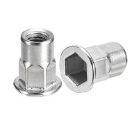 sourcing map M6 Half Hex Body Rivet Nuts, 80pcs 304 Stainless Steel Threaded Insert Nuts