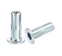 sourcing map M6 Multi-Grip Rivet Nuts, 10pcs Pre-Bulbed Shank Flat Head Threaded Insert Nut Carbon Steel Plus Nuts for Construction Industrial
