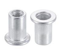 sourcing map M6 Rivet Nuts Aluminium Alloy Knurled Flat Head Threaded Insert 80Pcs