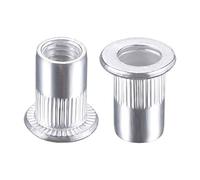 sourcing map M6 Rivet Nuts Aluminium Alloy Knurled Flat Head Threaded Insert Nut Silver 25pcs