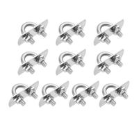sourcing map M6 Round U-Bolts, 10 Sets 12mm(0.47") Inner Width 30.7mm(1.21") Length 201 Stainless Steel U-Clamp Bolt with Plates & Nuts for Automobile, Trailer, Boat Trail, Silver