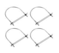 sourcing map M6 Round U-Bolts, 4 Sets 102mm(4.02") Inner Width 121mm(4.76") Length 201 Stainless Steel U-Clamp Bolt with Plates & Nuts for Automobile, Trailer, Boat Trail, Silver