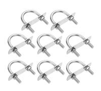 sourcing map M6 Round U-Bolts, 8 Sets 33mm(1.3") Inner Width 52mm(2.05") Length 201 Stainless Steel U-Clamp Bolt with Plates & Nuts for Automobile, Trailer, Boat Trail, Silver