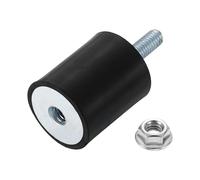sourcing map M6 Rubber Mounts, 1Pcs 25x30mm(DxH) Rubber Cylindrical Anti Vibration Isolator Shock Absorber with Lock Nut for Car Bobbin Generator Air Compressors