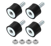 sourcing map M6 Rubber Mounts, 4Pcs 20x15mm(DxH) Rubber Cylindrical Anti Vibration Isolator Shock Absorber with Lock Nut for Car Bobbin Generator Air Compressors