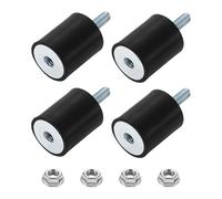 sourcing map M6 Rubber Mounts, 4Pcs 24x30mm(DxH) Rubber Cylindrical Anti Vibration Isolator Shock Absorber with Lock Nut for Car Bobbin Generator Air Compressors