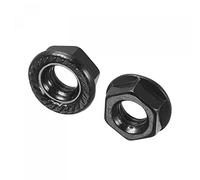 sourcing map M6 Serrated Flange Hex Lock Nuts, Carbon Steel Black Oxide Finished 20pcs