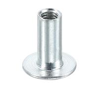 sourcing map M6 T-nuts, 24pcs Carbon Steel Tee Nut Round Base Weld Nuts 20mm Height Through Hole Flange Insert Female Thread Plate Nuts, Silver
