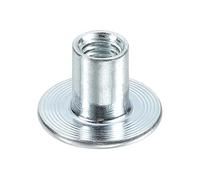 sourcing map M6 T-nuts, 50pcs Carbon Steel Tee Nut Round Base Weld Nuts 12mm Height Through Hole Flange Insert Female Thread Plate Nuts, Silver