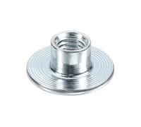 sourcing map M6 T-nuts, 50pcs Carbon Steel Tee Nut Round Base Weld Nuts 8mm Height Through Hole Flange Insert Female Thread Plate Nuts, Silver