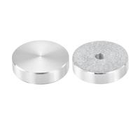 sourcing map M6 Thread 30mm Diameter Round Shape Aluminum Disc Hardware 2pcs, Aluminum Circle Disc Glass Top Adapter for Glass Table, Silver