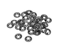 sourcing map M6 Washer 5.4mm I.D. 14mm O.D. Internal Tooth Lock Washers Push-On Locking Speed Clip 65Mn Black Oxide Finish 40pcs