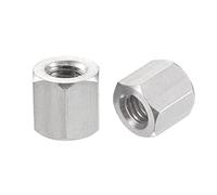 sourcing map M6 x 1.0-Pitch 10mm Length 304 Stainless Steel Metric Hex Coupling Nut, 10-Pack