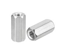 sourcing map M6 x 1-Pitch 25mm Length Coupling Nuts, 15pcs 304 Stainless Steel Metric Hex Rod Coupling Nuts