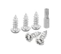 sourcing map M6 x 12mm Button Head Torx Security Sheet Metal Screws, 50pcs 304 Stainless Steel Tamper Resistant Self Tapping Screws, Anti-Theft Wood Screws with T30 Bit (Silver)