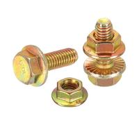 sourcing map M6 x 16mm Flanged Hex Head Bolts, 20Pcs Zinc-Plated Carbon Steel Flange Hexagon Screws with Nuts, Fully Threaded, for Machinery Industry Home Appliances