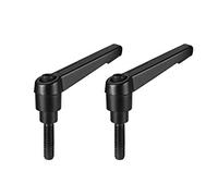 sourcing map M6 x 16mm Handle Adjustable Clamping Lever Thread Push Button Ratchet Male Threaded Stud Knobs Locking Rotating Screw Handles Quick Release Bolt Black 2pcs