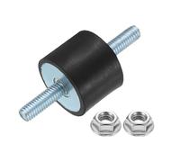 sourcing map M6 x 18mm Rubber Mounts, 20 x 25mm Cylindrical Anti Vibration Isolator Studs Shock Absorber Double Studs with Nuts for Car Bobbin Generator Air Compressors