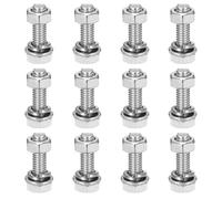 sourcing map M6 x 20mm 304 Stainless Steel Hex Head Screws Bolts, Nuts, Flat & Lock Washers Assortment Kit, Fully Threaded, Bright Finish for Home, Electronic, Machine, 12 Sets
