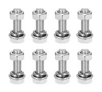 sourcing map M6 x 20mm 304 Stainless Steel Hex Head Screws Bolts, Nuts, Flat & Lock Washers Assortment Kit, Fully Threaded, Bright Finish for Home, Electronic, Machine, 8 Sets