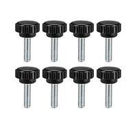 sourcing map M6 x 20mm Metric Male Thread Knurled Clamping Knobs Grip Thumb Screw on Type Hand Clamping Handle Bolt with 21mm Plastic Knobs Black 8 Pcs