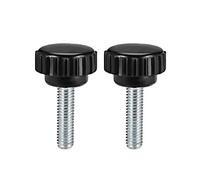 sourcing map M6 x 20mm Metric Male Thread Knurled Clamping Knobs Grip Thumb Screw on Type Hand Clamping Handle Bolt with Plastic Knobs Black 2 Pcs