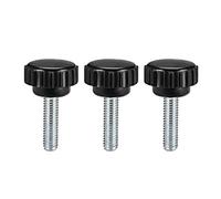 sourcing map M6 x 20mm Metric Male Thread Knurled Clamping Knobs Grip Thumb Screw on Type Hand Clamping Handle Bolt with Plastic Knobs Black 3 Pcs