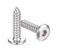 sourcing map M6 x 25mm (25 Pack) Flat Round Socket Head Screws, Stainless Steel Self Tapping Full Thread Hex Socket Cap Screws Bolt for Wood Furniture