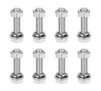 sourcing map M6 x 25mm 304 Stainless Steel Hex Head Screws Bolts, Nuts, Flat & Lock Washers Assortment Kit, Fully Threaded, Bright Finish for Home, Electronic, Machine, 8 Sets
